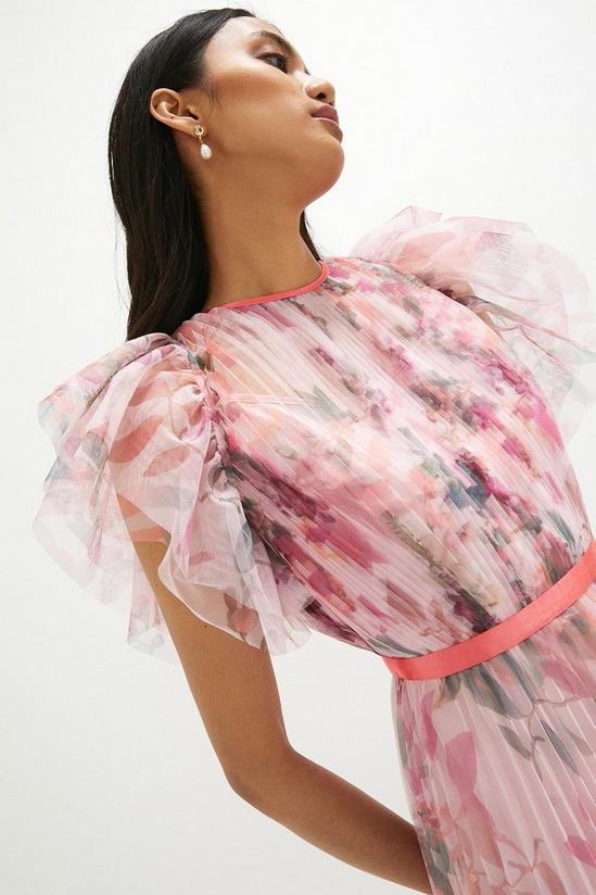 Coast Mesh Printed Dress With Pleated Skirt 4