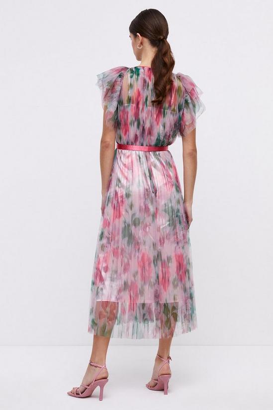 Coast Mesh Printed Dress With Pleated Skirt 6