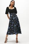 Coast Solid Bodice Printed Skirt Midi Dress thumbnail 1