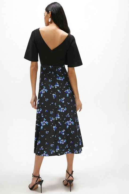 Coast Solid Bodice Printed Skirt Midi Dress 3