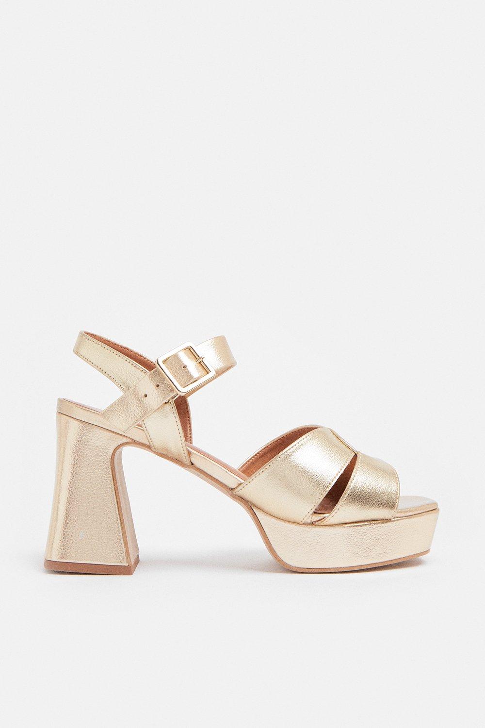 Gold block heel deals platform sandals