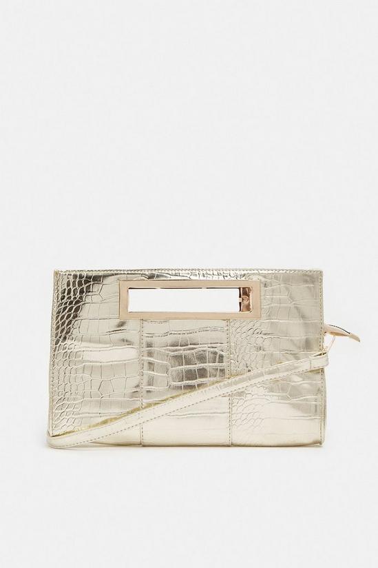 Coast Rectangle Croc Clutch With Cut Out Handle 1