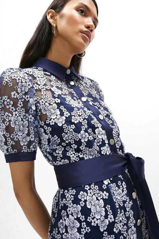 Coast Embroidered Puff Sleeve Tie Waist Midi Shirt Dress 2