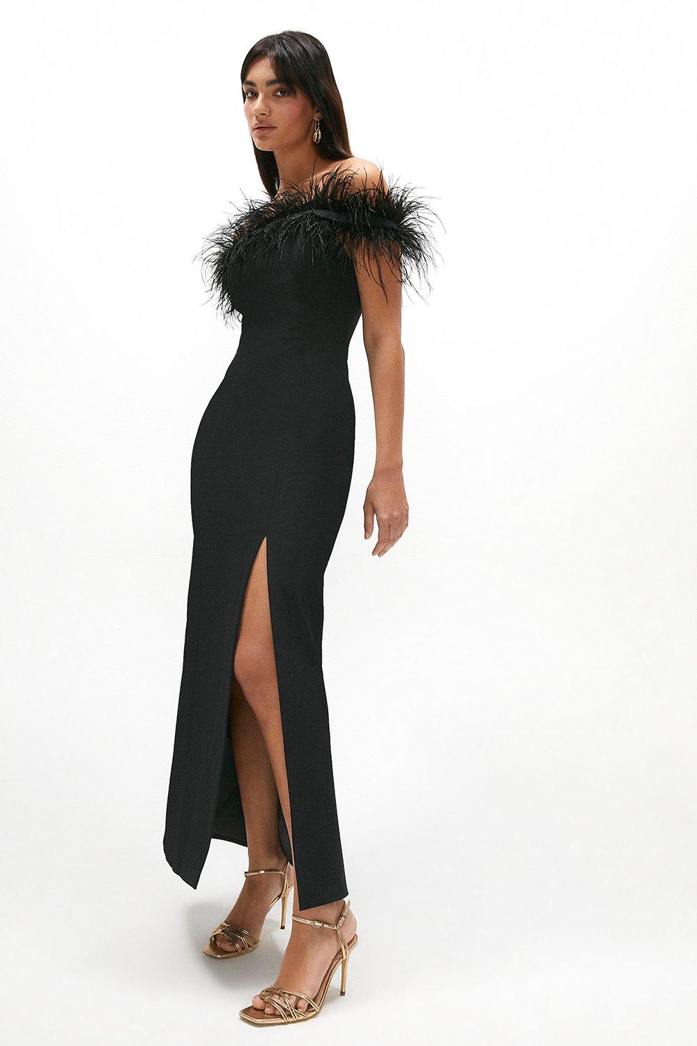 Coast black feather on sale dress