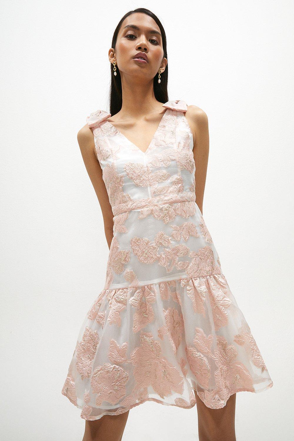 Sleeveless Bow Detail Mini Dress - Pink