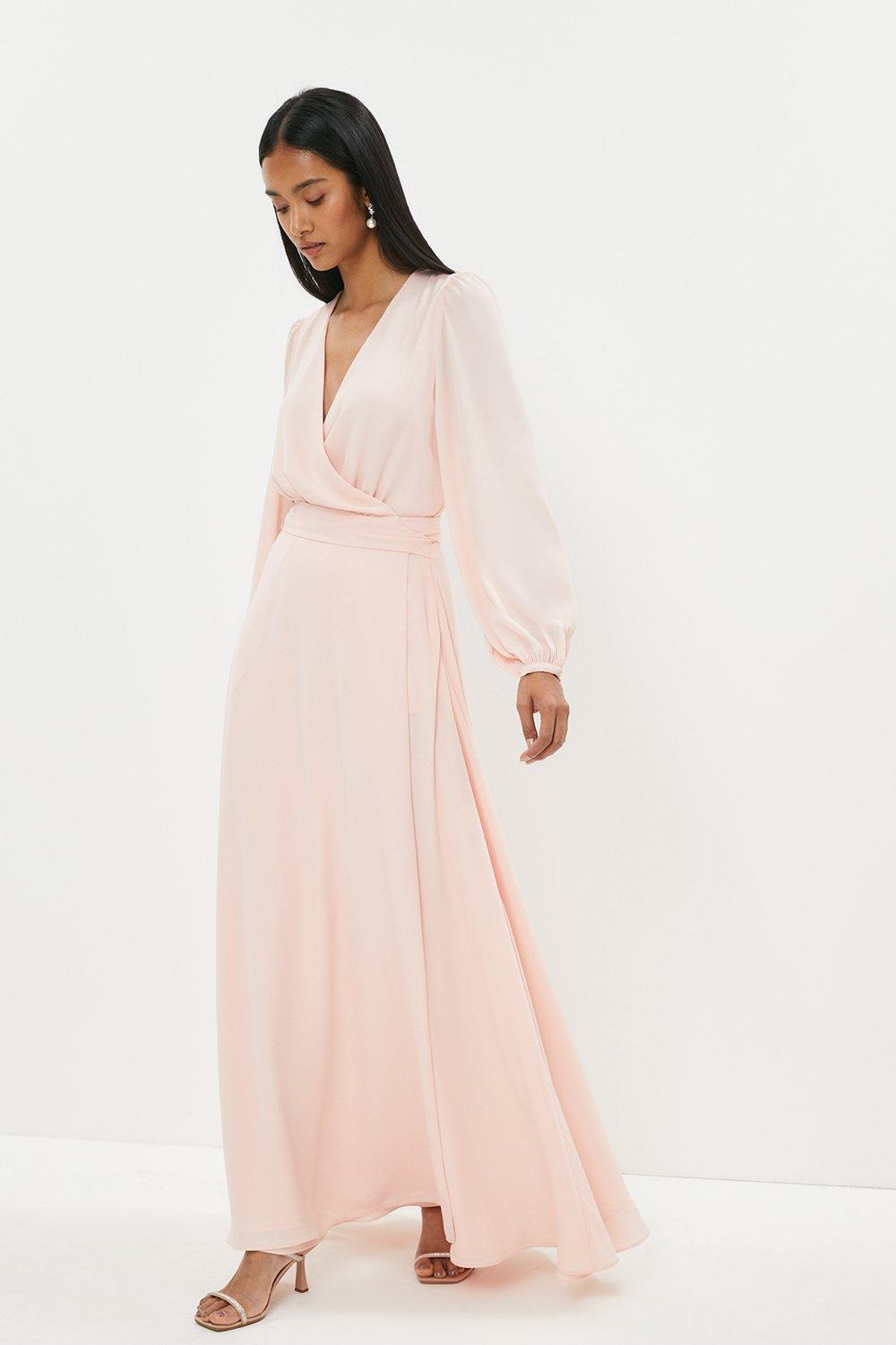 Belted wrap cheap maxi dress