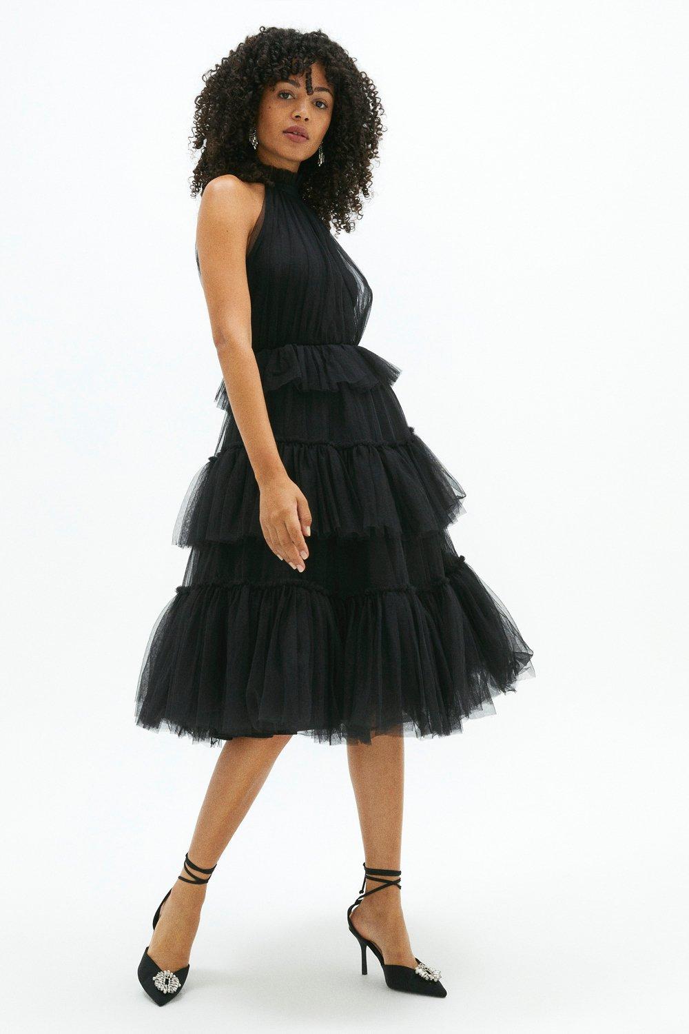 Coast black ceri tulle knit outlet dress