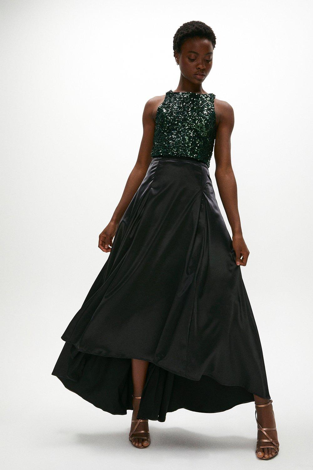 Satin High Low Maxi Skirt | Coast Black Skirt | sincovaga.com.br