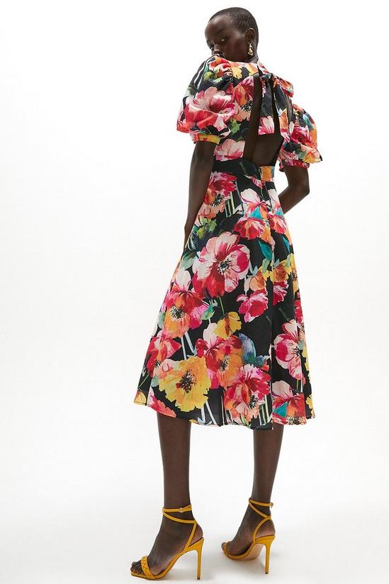 Coast Floral High Neck Midi Dress With Puff Sleeves 1