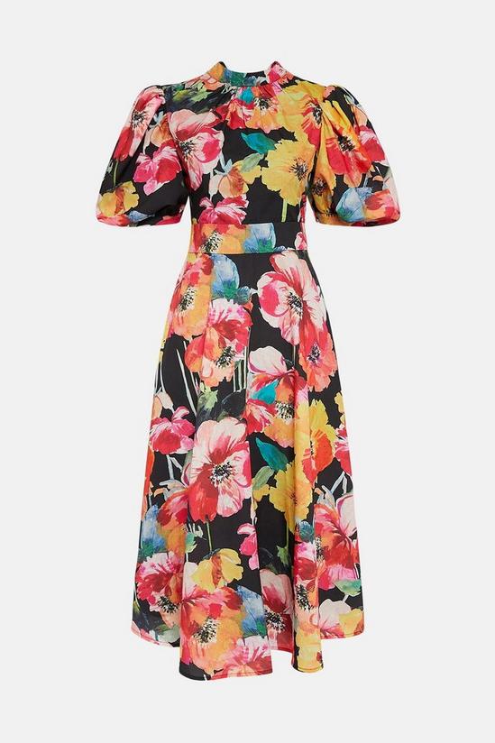 Coast Floral High Neck Midi Dress With Puff Sleeves 4