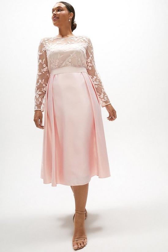 Coast Plus Size Embroidered Bodice Satin Skirt Dress 1