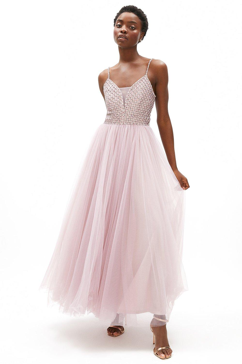 Blush tulle hotsell maxi dress