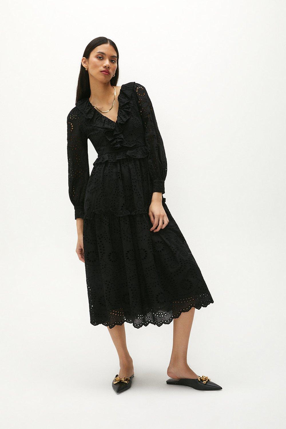 Topshop black broderie on sale dress