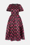 Coast Red Floral Puff Belted Sleeve Dress thumbnail 4
