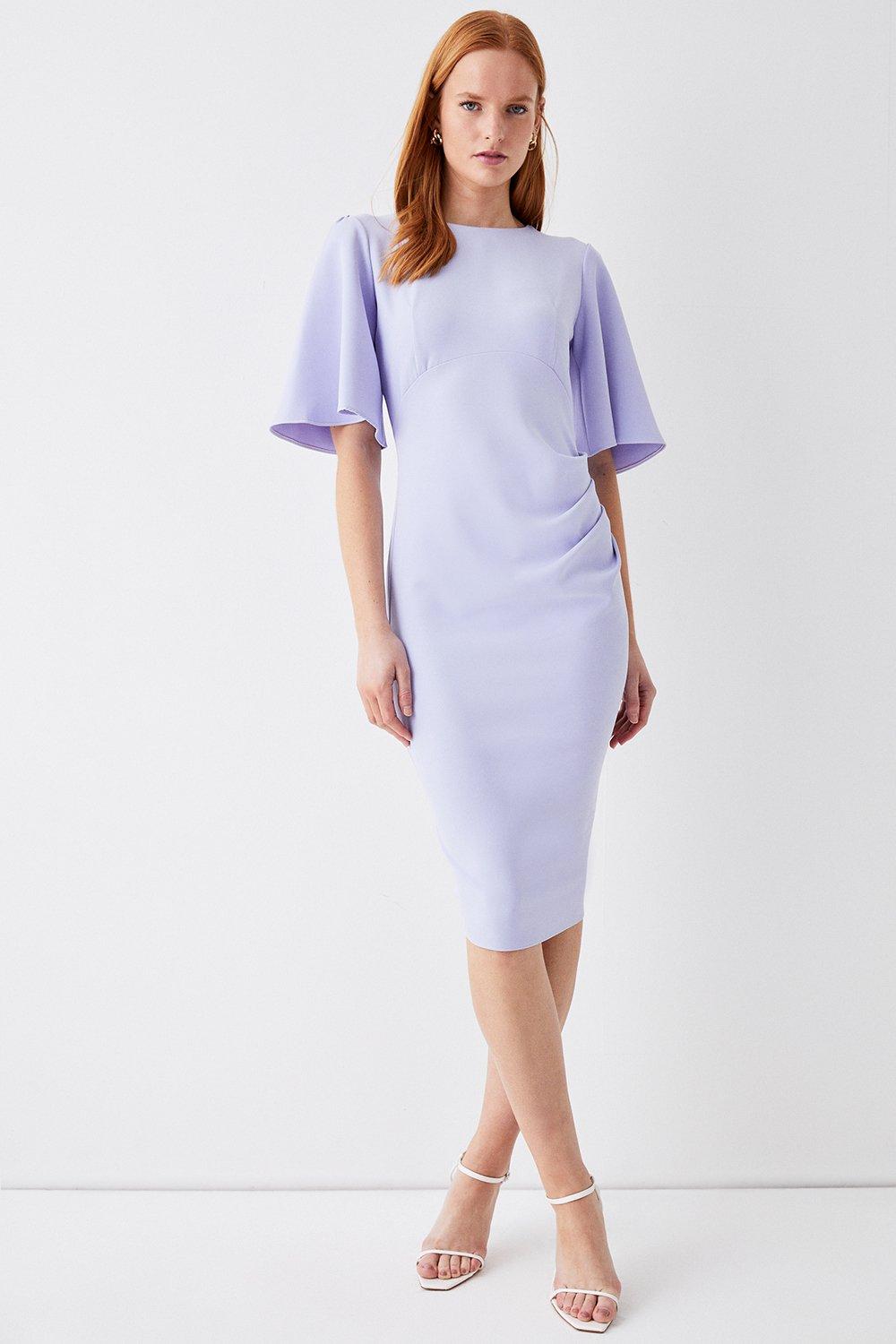 Flare Sleeve Crepe Dress - Lilac