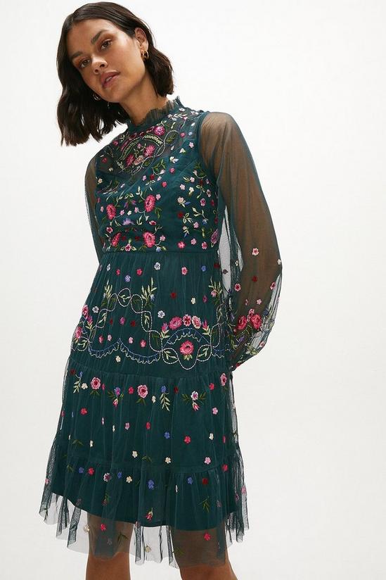 Coast Embroidered Long Sleeve Mini Dress 1