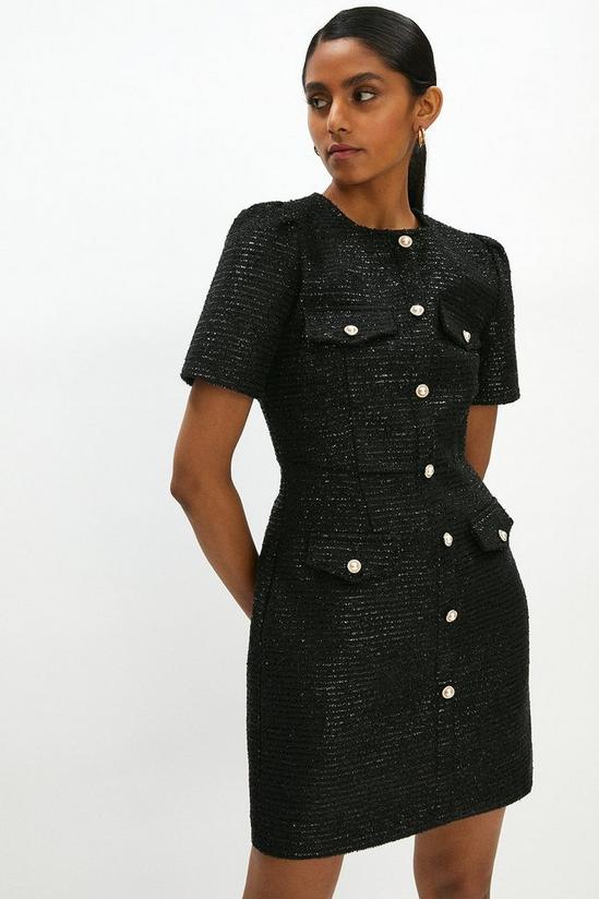 Coast Black Tweed Button Detail Dress 1