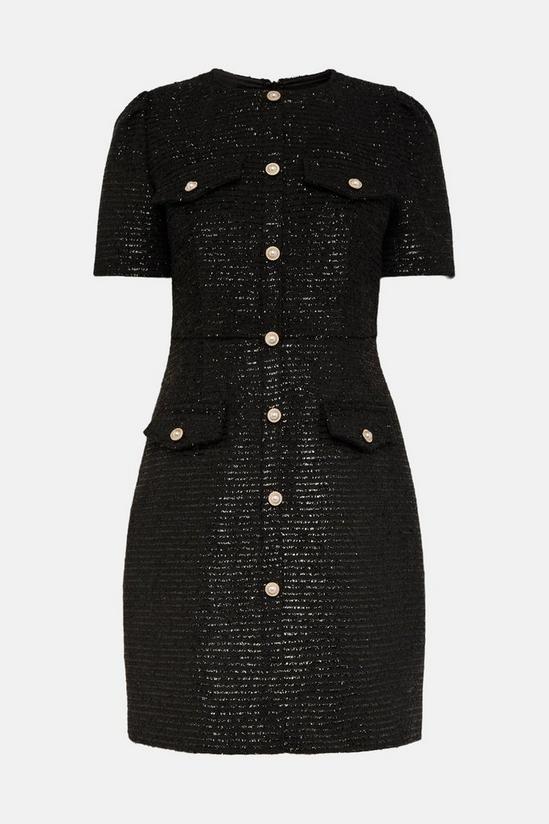 Coast Black Tweed Button Detail Dress 4