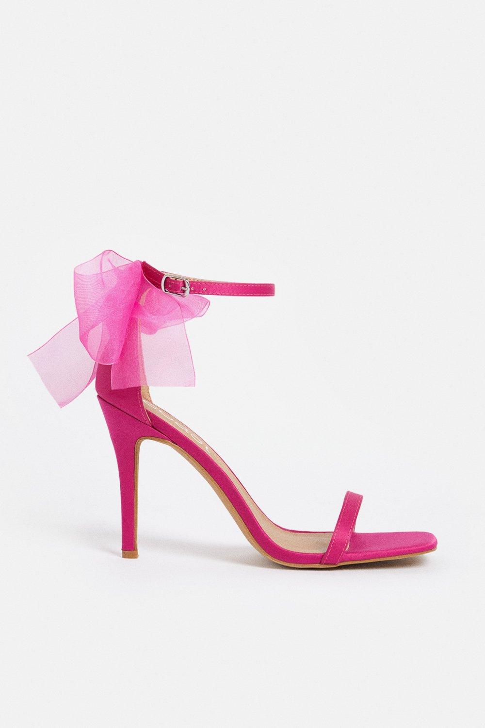 Organza Bow Barely There Heel - Pink