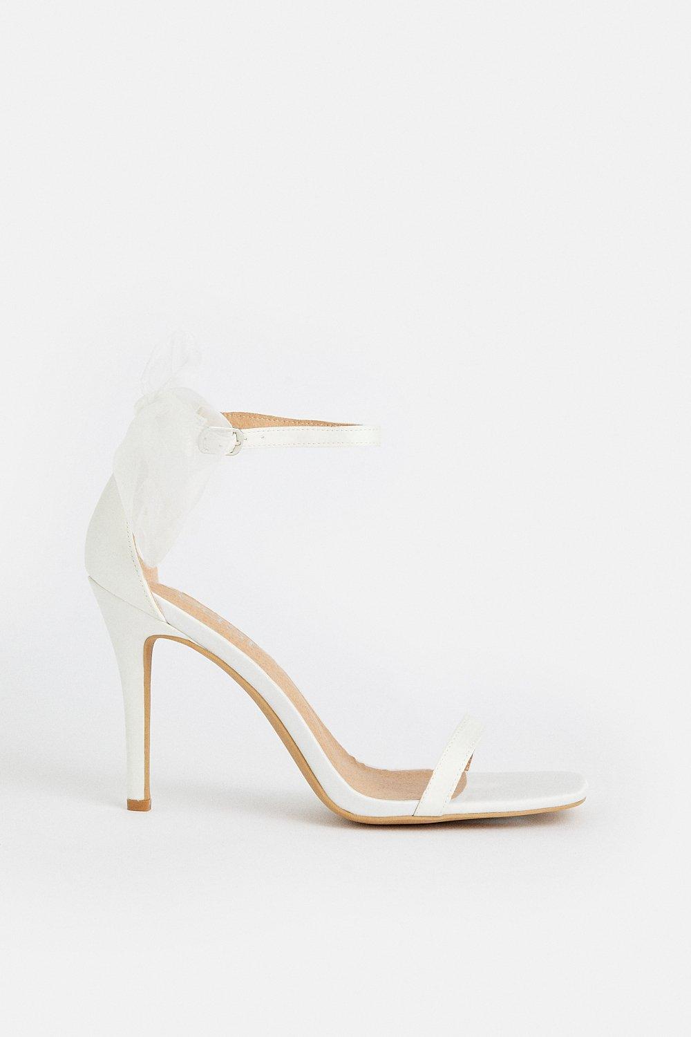 Bridal Organza Bow Barely There Heel - Ivory