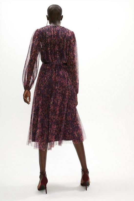 Coast Mesh Printed Dress With Pleated Skirt 3