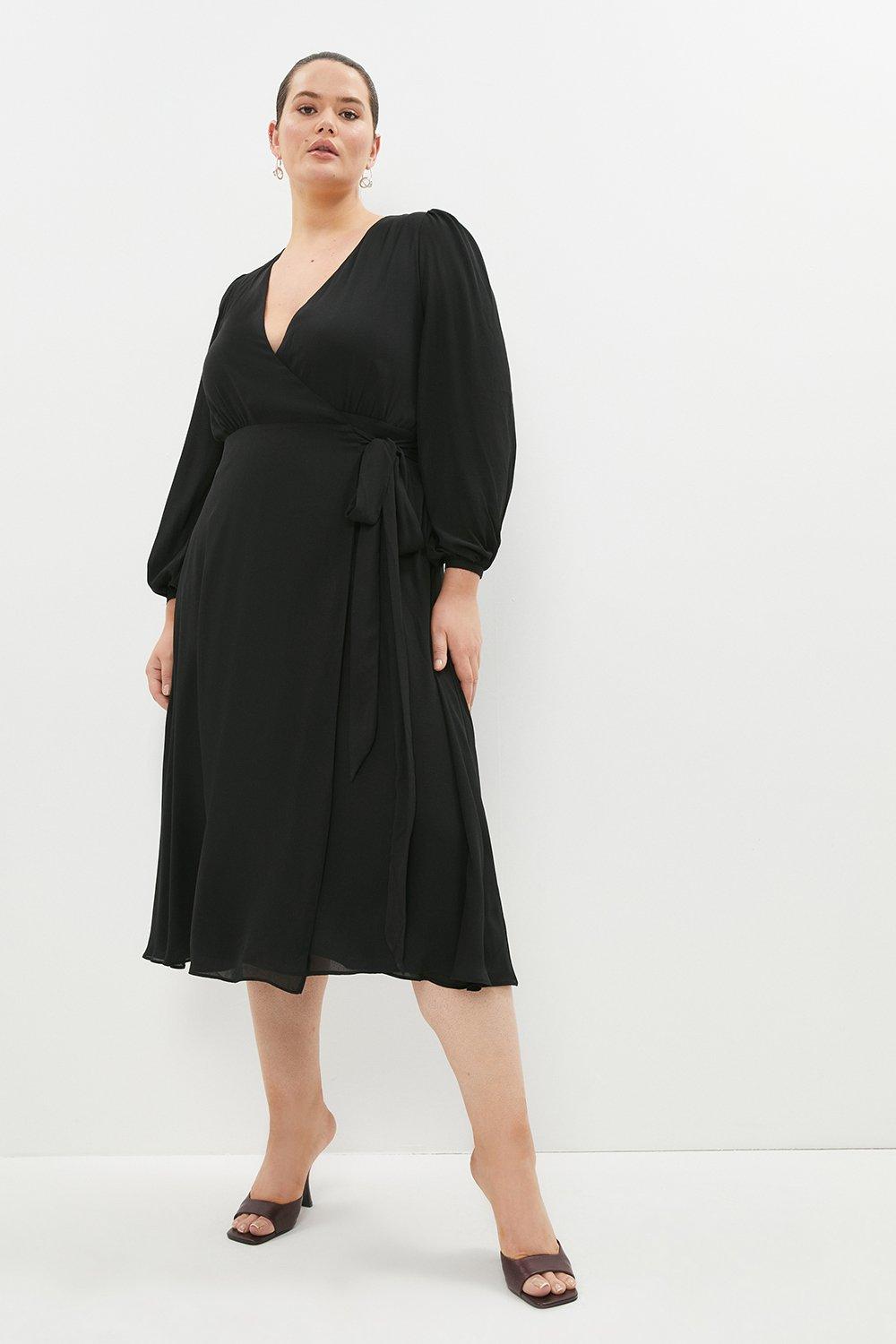 Plus Size Maxi Wrap Dress - Black