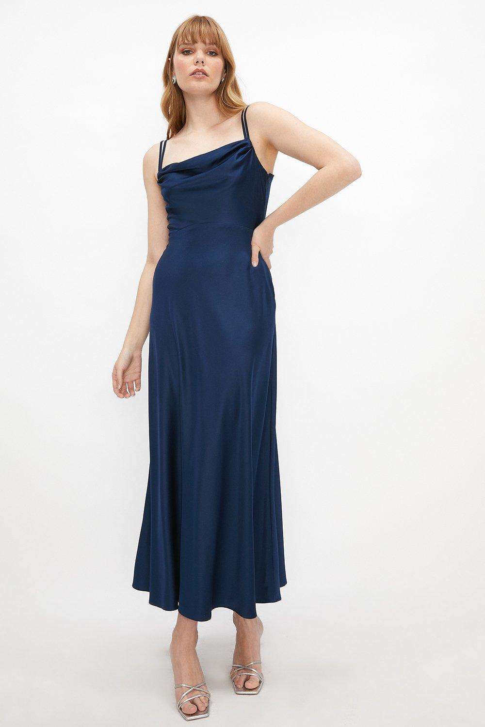 Oasis Cowl Double Strap Maxi Dress - Navy