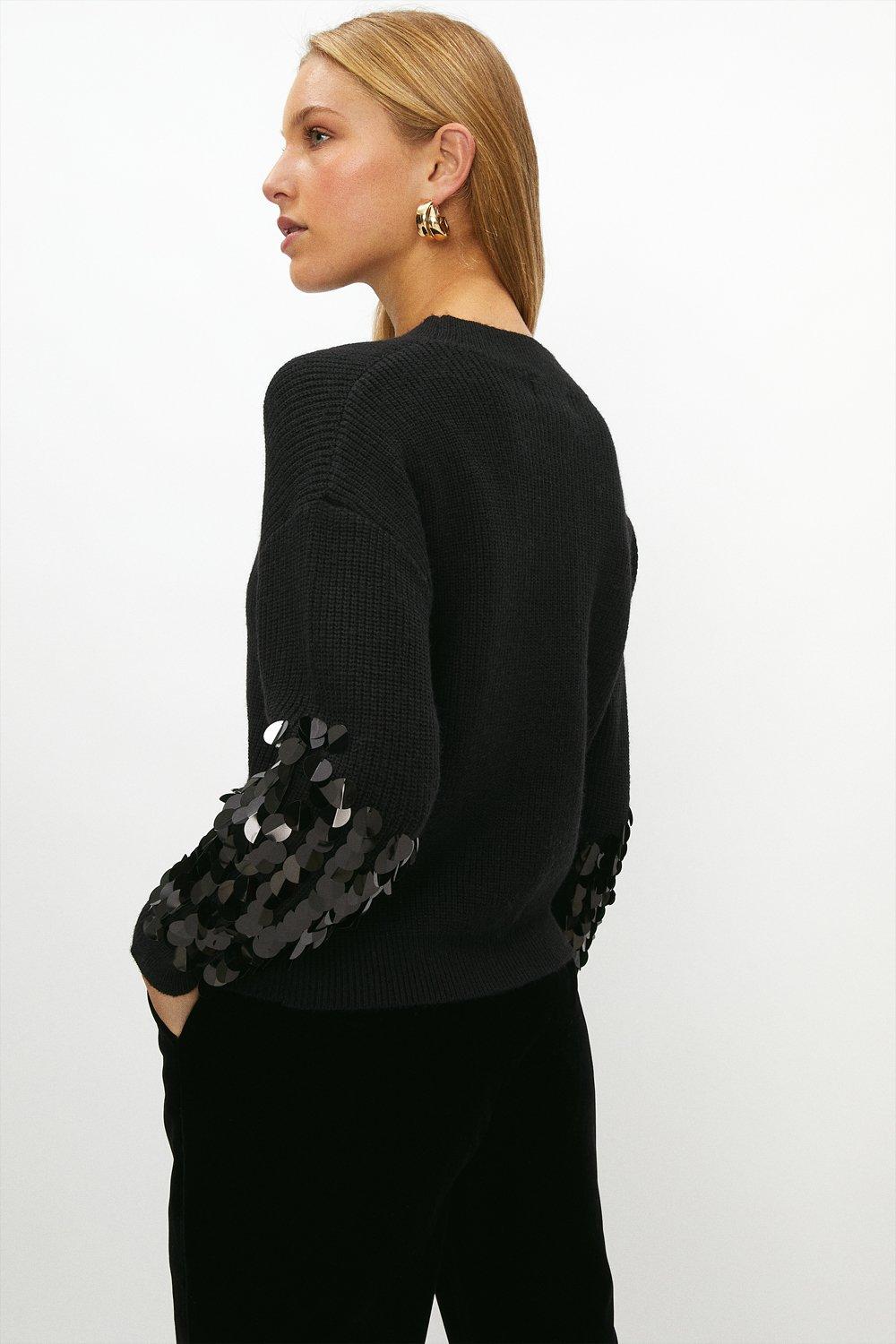 Sequin cuff hot sale jumper