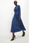 Coast Satin Animal Jacquard Long Sleeve Wrap Midi Dress thumbnail 1