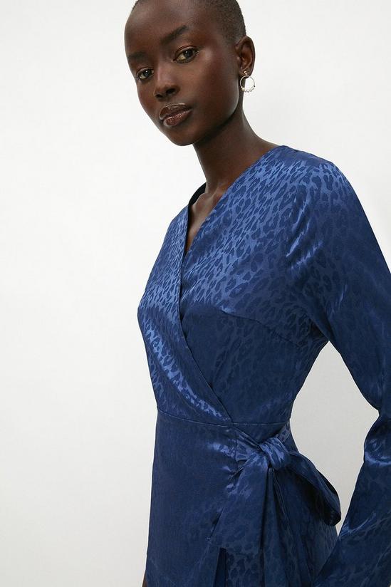 Coast Satin Animal Jacquard Long Sleeve Wrap Midi Dress 2
