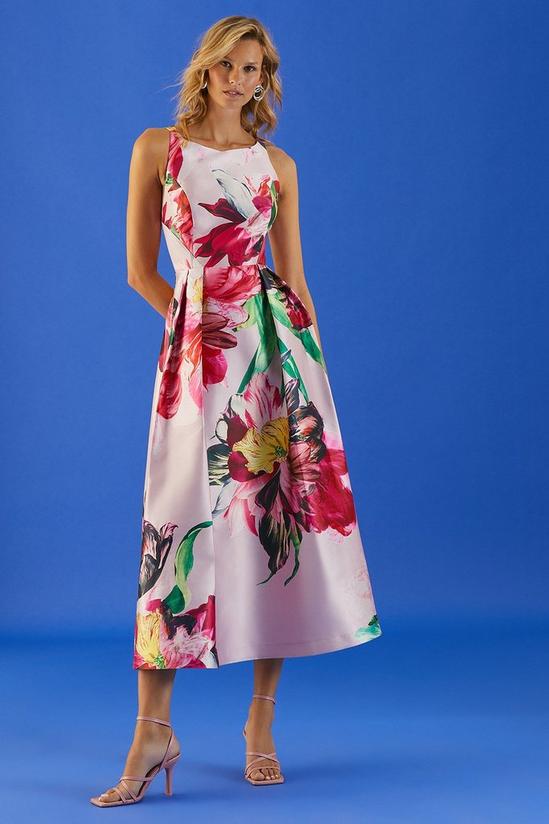 Coast Premium Print Twill Full Skirt Midi Dress 1