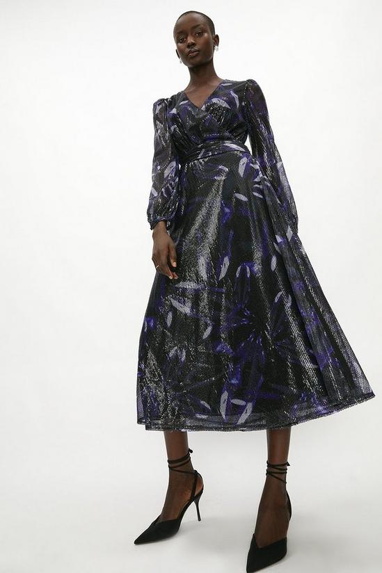 Coast Jo Holland Printed Sequin Wrap Dress 1