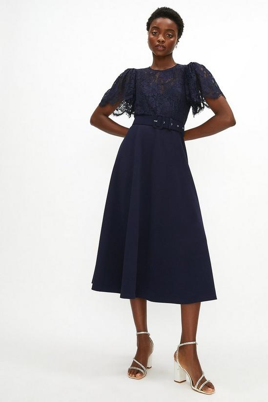 Coast Lace Top Belted Two In One Dress 2