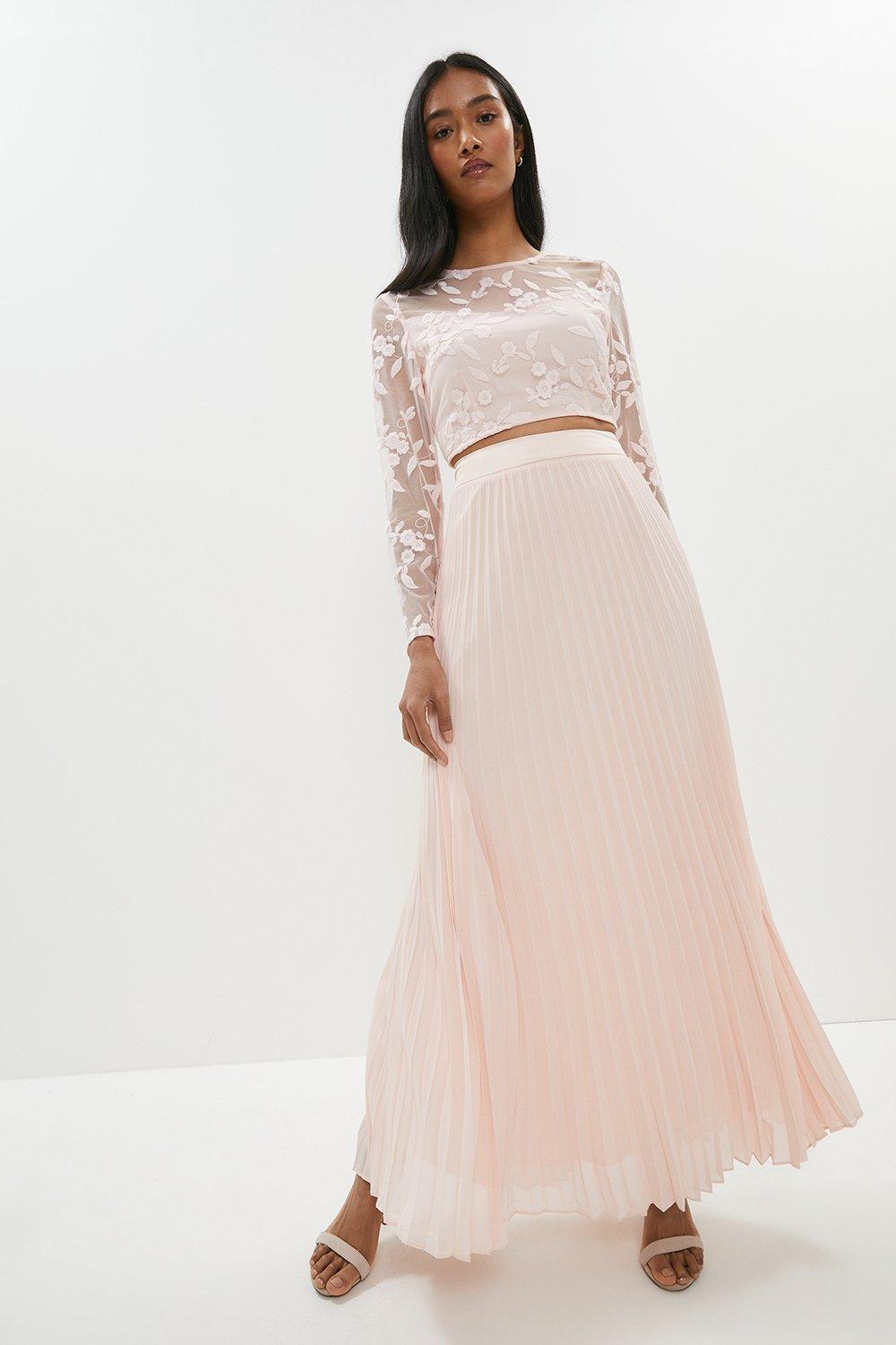 Pleated Maxi Skirt - Pink