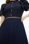 Coast Puff sleeve Lace Bodice Pleat Skirt Midi Dress thumbnail 1