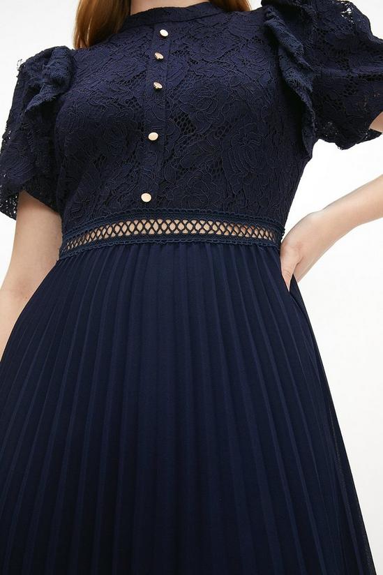 Coast Puff sleeve Lace Bodice Pleat Skirt Midi Dress 1