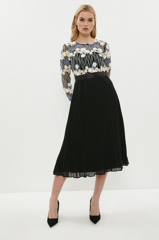 Coast Embroidered Pleated Skirt Midi Dress 1