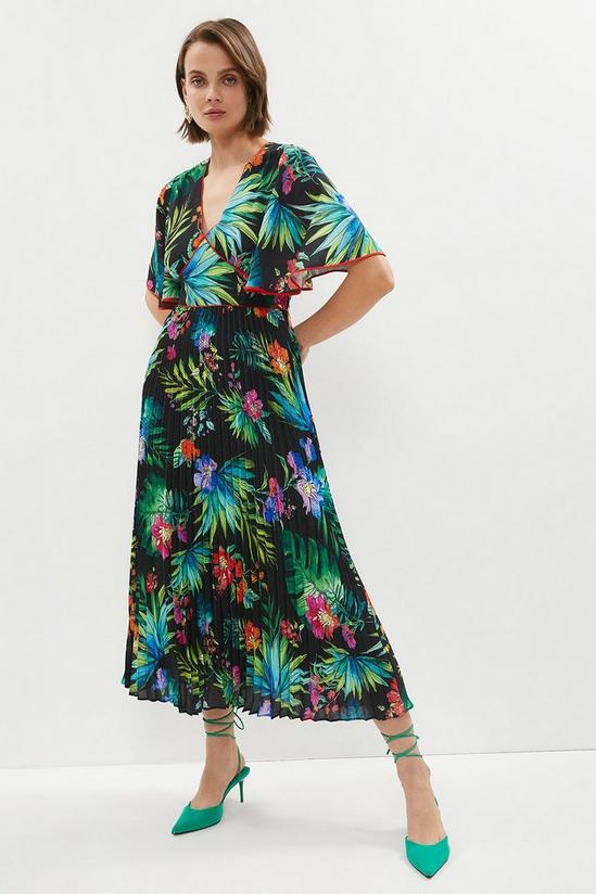 Coast Angel Sleeve Pleat Skirt Printed Midi Dress 1