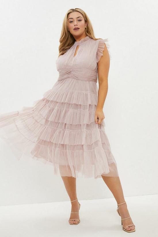 Coast Plus Size Tulle Tiered Frill Sleeve Dress 1