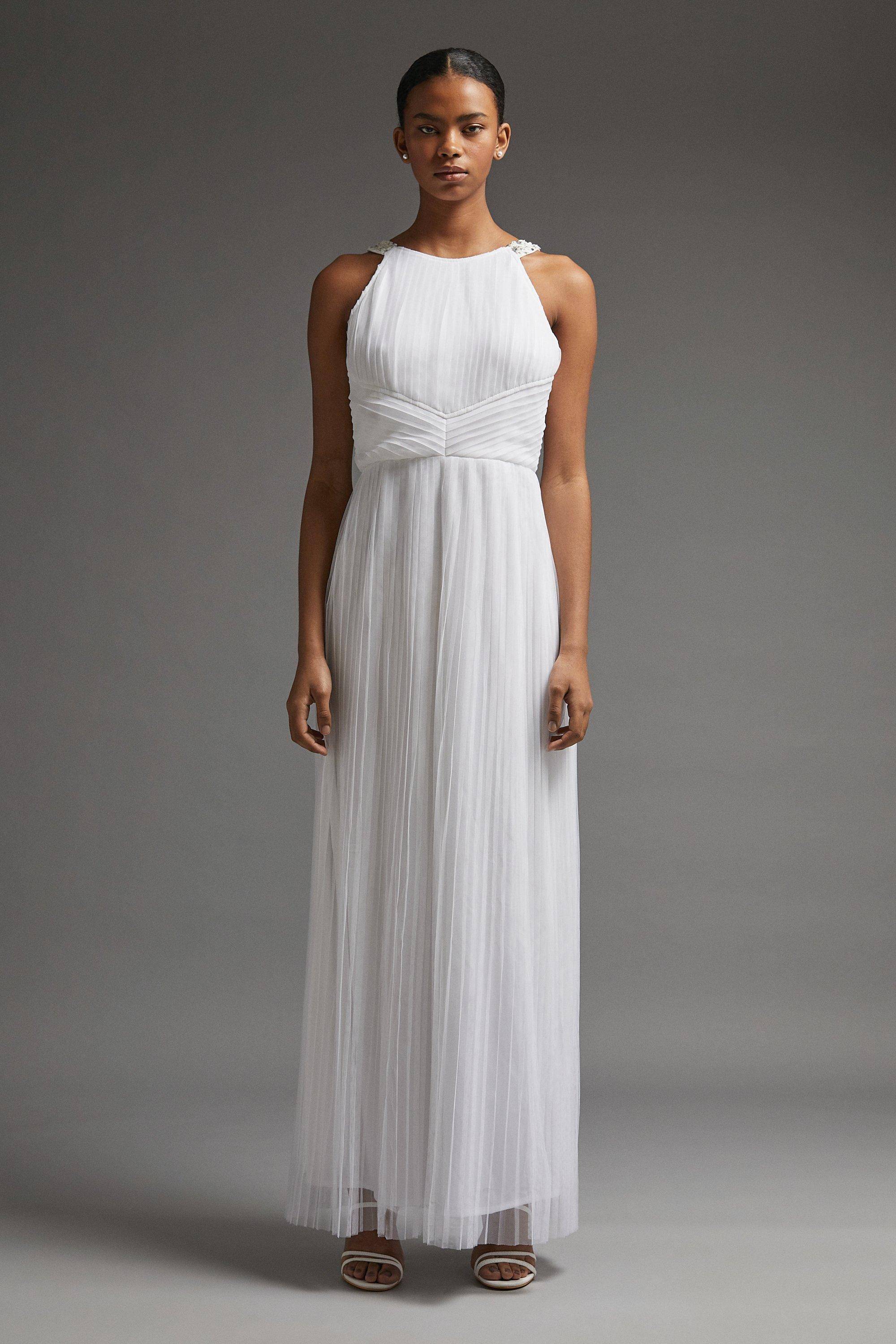 All Over Pleated Maxi Dress - Ivory