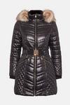 Coast Red Chilli Faux Fur Hood Belted Puffer Coat thumbnail 4