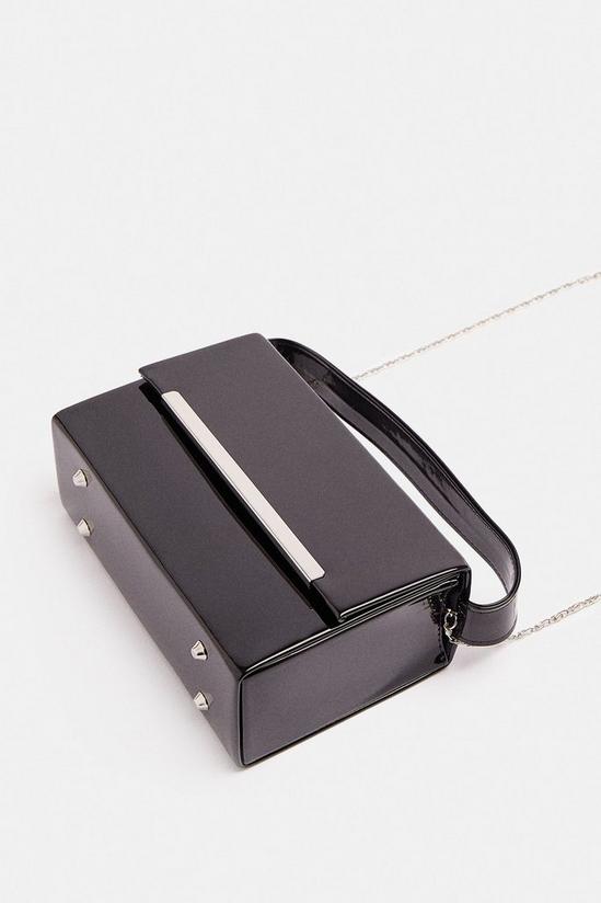 Coast Patent Rectangle Box Bag With Chain 2
