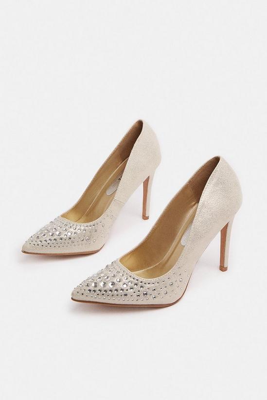 Coast Diamante Embellished Metallic Court Shoe 3