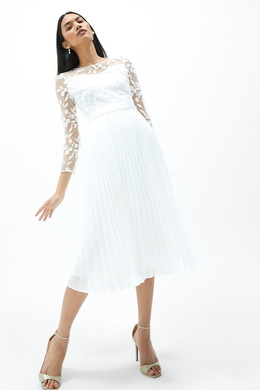 Embroidered Long Sleeve Dress - Ivory