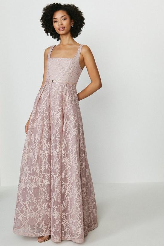 Coast Square Neck Belted Lace Maxi Dress 2
