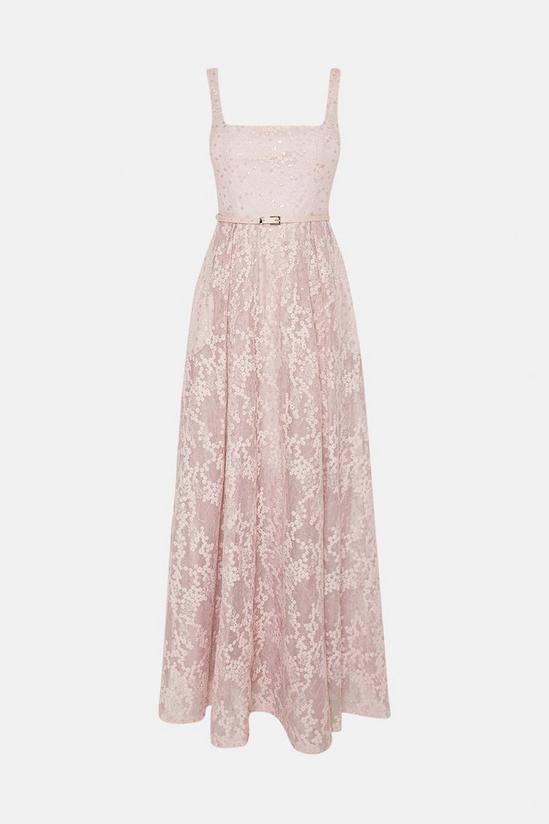 Coast Square Neck Belted Lace Maxi Dress 4