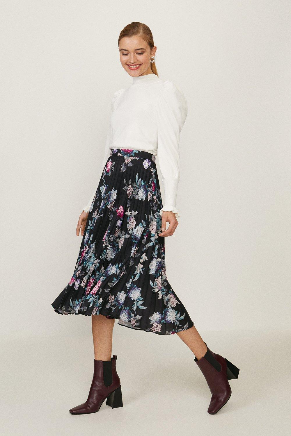 Floral Chiffon Midi Skirt