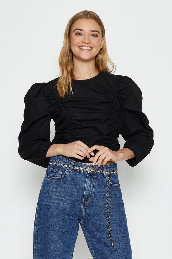Coast Ruched Front Puff Sleeve Cropped Top 2