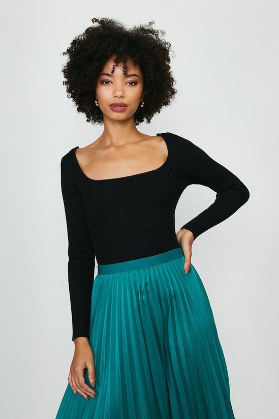 Coast Long Sleeve Knitted Rib Square Neck Top 1