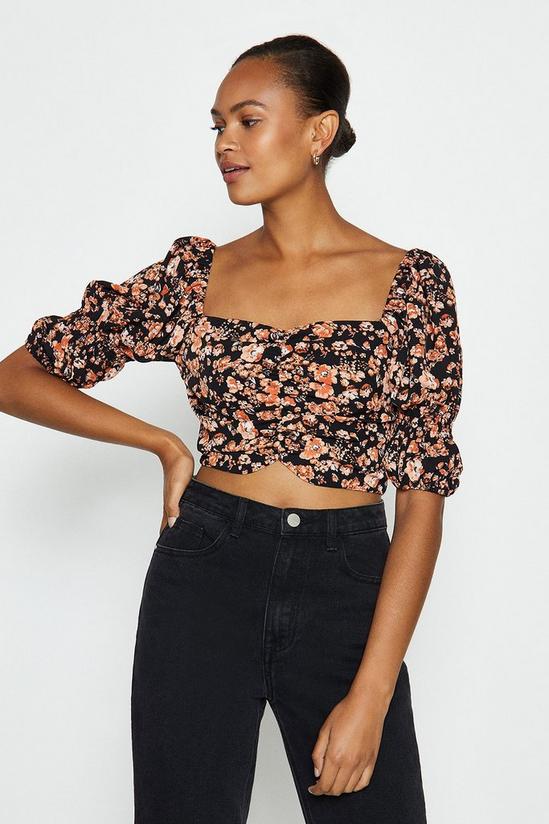 Coast Puff Sleeve Ruched Front Top 2